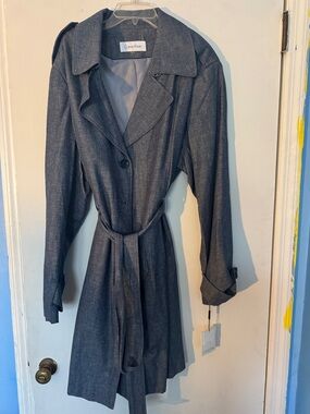 ‘New’ never worn Calvin Klein Slate Denim Belted Trench. Light weight material.